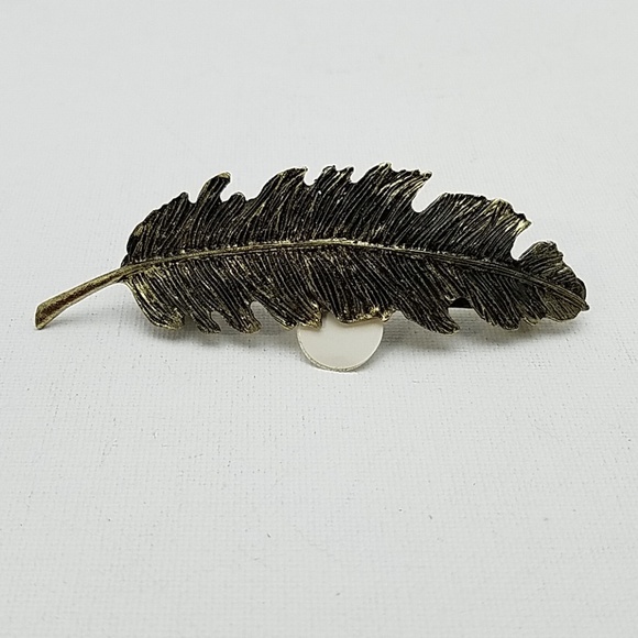 Leaf Antique Gold Tone Barette 3.5" - Picture 1 of 3